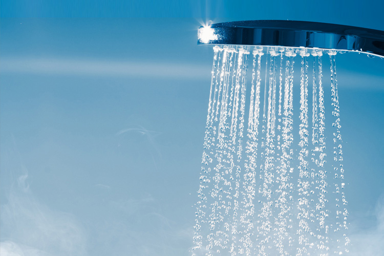 Cappella Pueblo West Senior Living Community in Pueblo West, CO - cappella of pueblo west close up of shower head with hot water