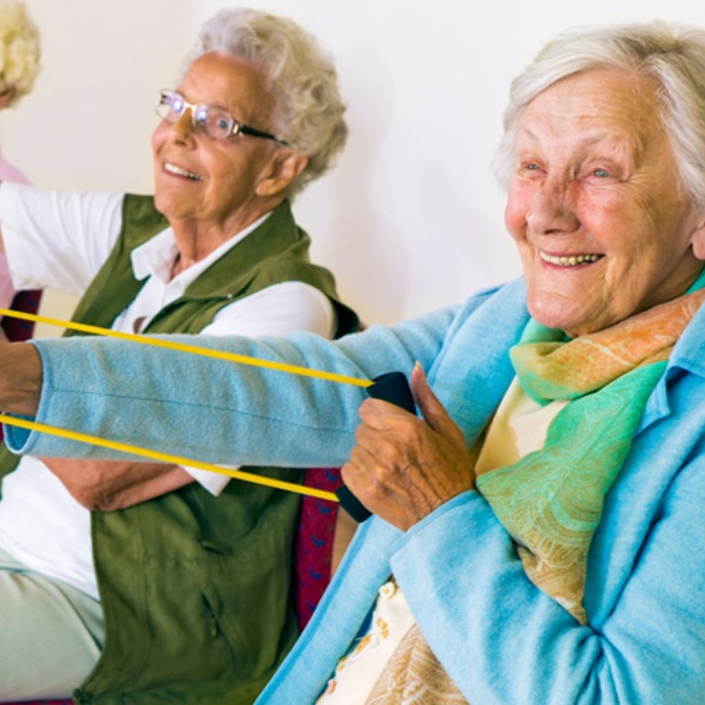 Cappella Pueblo West Senior Living Community in Pueblo West, CO - residentsw doing exercises